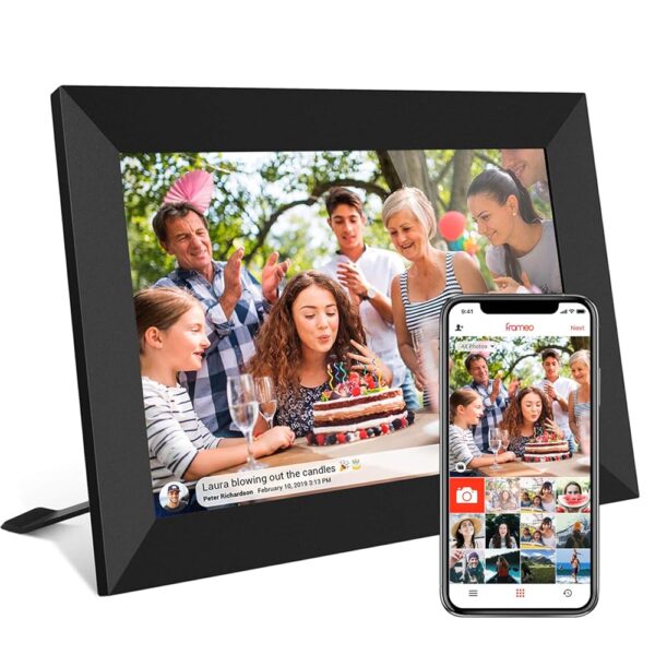 32GB FRAMEO 10.1 Inch Smart WiFi Digital Photo Frame 1280x800 IPS LCD Touch Screen, Auto-Rotate Portrait and Landscape, Built in 32GB Memory, Share Moments Instantly via Frameo...