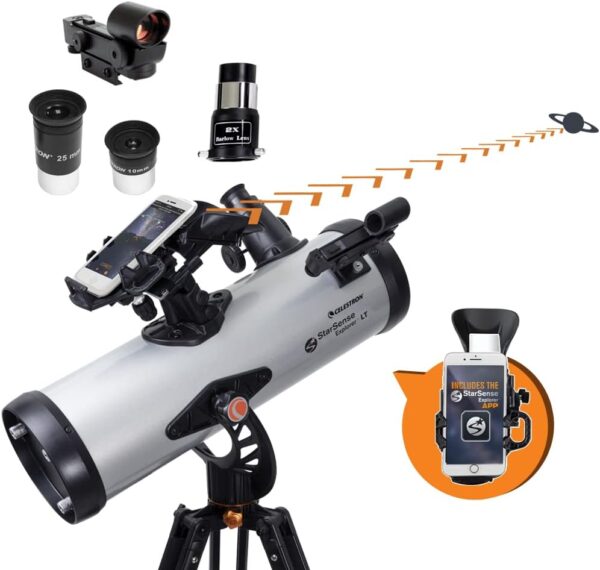 Celestron 22452 StarSense Explore LT114AZ Newtonian Reflector Telescope with Smartphone App-Enabled Technology - Includes Two Eyepieces, 2X Barlow Lens, Phone Dock and...