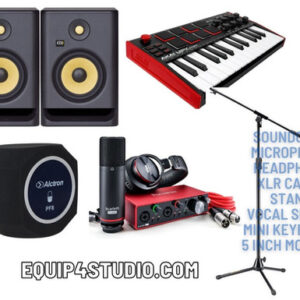 Focusrite Bundle with krk 4th gen monitors, Keyboard, Shield, Stand