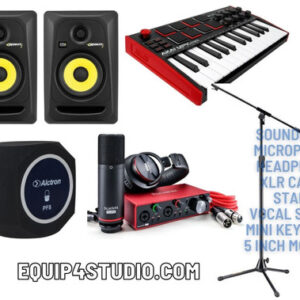 Focusrite Bundle with KRK monitors, Keyboard, Shield, Stand
