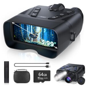 Night Vision Goggles, 58MP Full-Color 4K Night Vision Binoculars with 10000mAh Fast Charging Battery, 64GB Card, 3.99" Screen and 1968FT Viewing Range for Camping Hunting &...