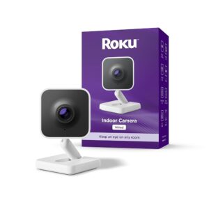 Roku New Indoor Camera 2024 - Home Security - 1-Pack - Wired Security Camera & Pet Monitor with 1080p HD Color Night Vision, Works with Alexa & Google, Motion & Sound Detection,...