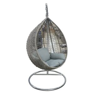 SWING CHAIR RATTAN WITH CUSHION BROWN+GREY FL1026-2