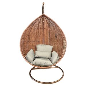 SWING CHAIR RATTAN WITH CUSHION BROWN/GREY FL10261
