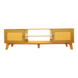TV STAND CHARLOTE 3D PAINT+RATTAN OAK/MINT