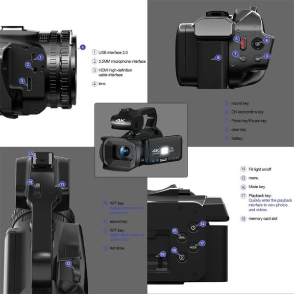 KOMERY 64MP 18X Zoom Digital Video Camera RX200 - Image 6
