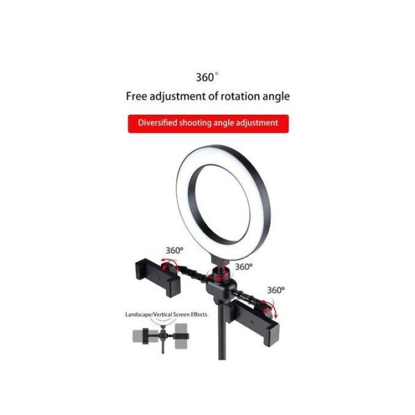 Mini Ring Light with Double Clamp Table Top Size for Blogging Ring Light, Stand, Remote - Black - Image 3