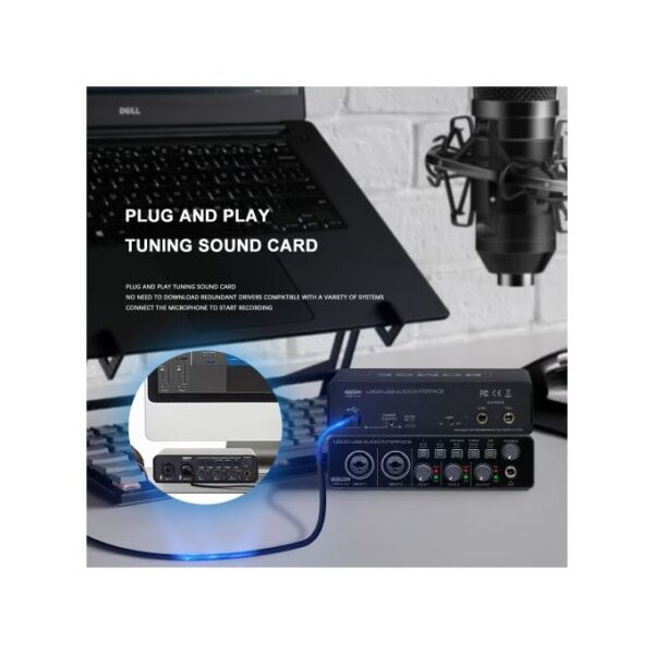BOMGE U202 USB Audio Interface With Mic Preamplifier XLR/TSR/TS Ports,48V,32-Bit/192kHz Resolution For Computer Recording,Streaming ,Podcasting - Image 5