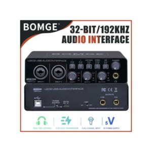 BOMGE U202 USB Audio Interface With Mic Preamplifier XLR/TSR/TS Ports,48V,32-Bit/192kHz Resolution For Computer Recording,Streaming ,Podcasting