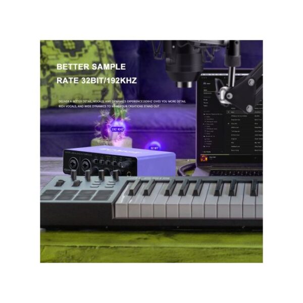 Bomge U202 USB Audio Interface With Mic Preamplifier XLR/TSR/TS Ports,48V,32-Bit/192kHz Resolution For Computer Recording,Streaming ,Podcasting - Image 2