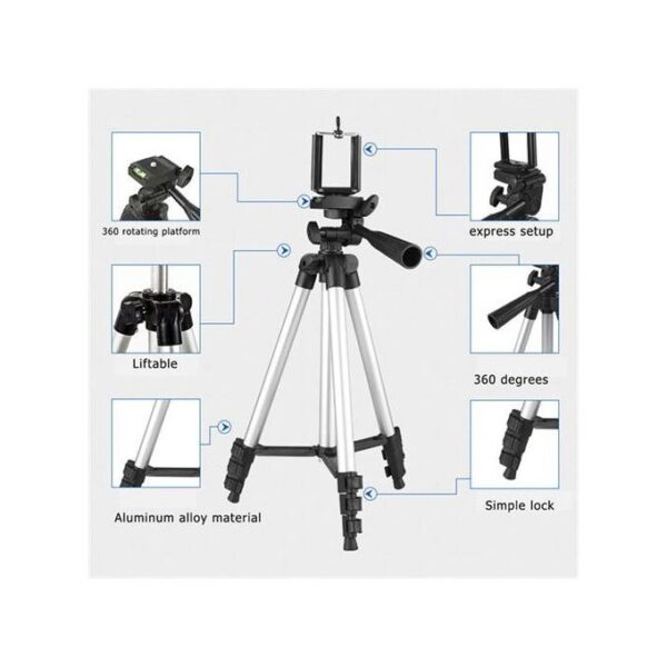 Portable Mini Adjustable Aluminum High Quality Lightweight Camera Stand With Phone Clip - Image 6