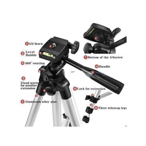 Portable Mini Adjustable Aluminum High Quality Lightweight Camera Stand With Phone Clip - Image 7