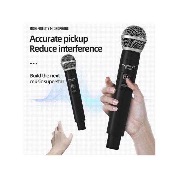 Bomge 4 Channel Professional Wireless Microphone System With Cordless 4 Handheld Mics, Ideal For Home Party Singing Karaoke Meeting Church Event TV Speaker - Image 3