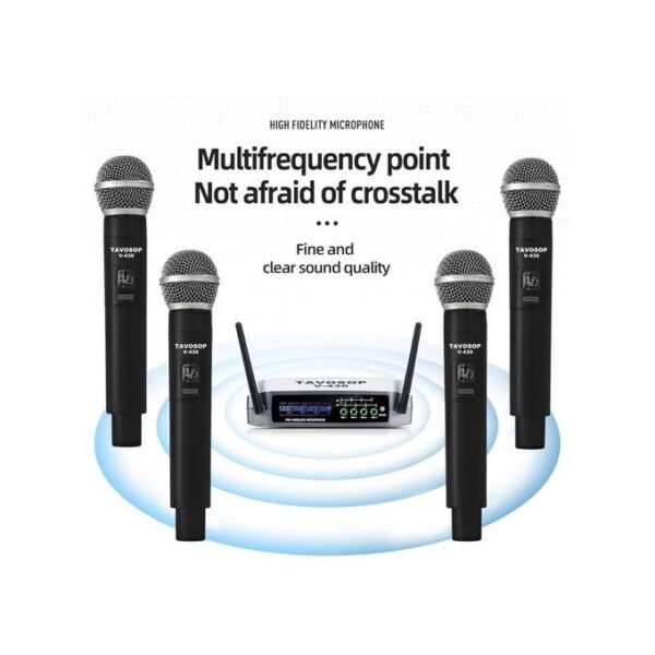 Bomge 4 Channel Professional Wireless Microphone System With Cordless 4 Handheld Mics, Ideal For Home Party Singing Karaoke Meeting Church Event TV Speaker - Image 2