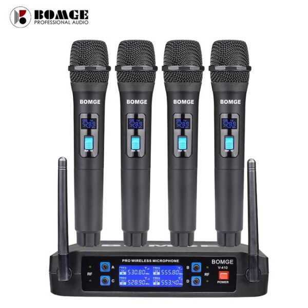 Bomge 4-Channel Dynamic Wireless Microphone System - Black