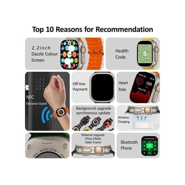 2.2 Inch Full Touch Screen Smart Watch - Sport Fitness Call - Black