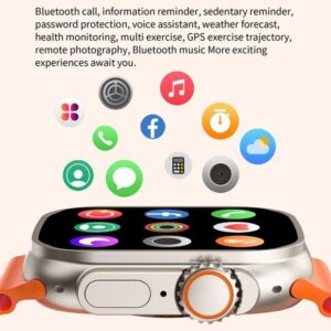 I20 Ultra Max Smart Watch Ultra 10 in1 Waterproof 7 Straps + Protective Case + Earphones - Black