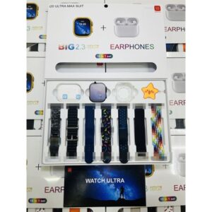 I20 Ultra Max Smart Watch Ultra 10 in1 Waterproof 7 Straps + Protective Case + Earphones - Black