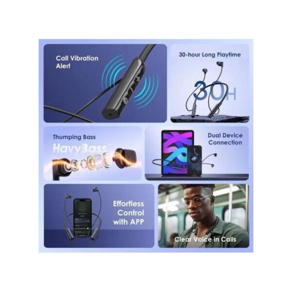 Oraimo Necklace Lite Call Vibration Wireless Headphones - Black