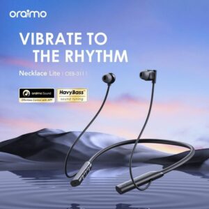 Oraimo Necklace Lite Wireless Headphones Call Vibration 30Hr Playtime - Black