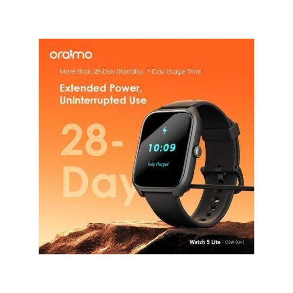 Oraimo Watch 5 Lite 2.01" HD IP68 Smart Watch -Black