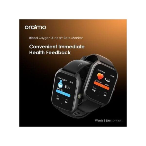 Oraimo Watch 5 Lite 2.01" HD IP68 Smart Watch -Black