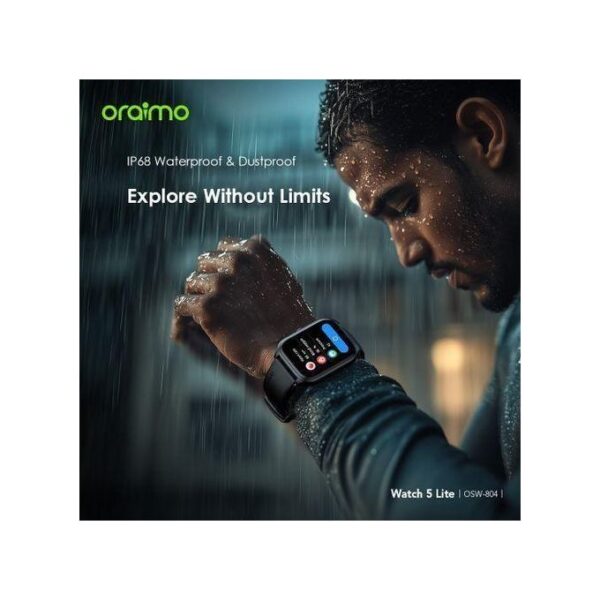 Oraimo Watch 5 Lite 2.01" HD IP68 Smart Watch -Black