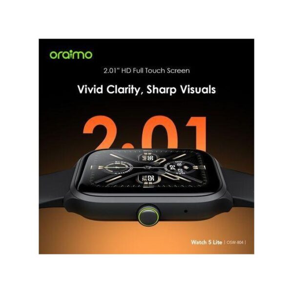 Oraimo Watch 5 Lite 2.01" HD IP68 Smart Watch -Black