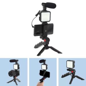 Professional Vlogging Video Shooting Kit With Mini Tripod Stand - Black