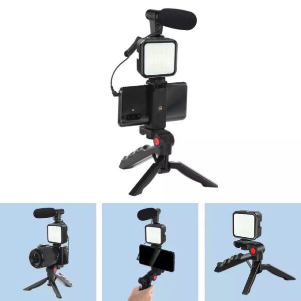 Professional Vlogging Video Shooting Kit With Mini Tripod Stand - Black