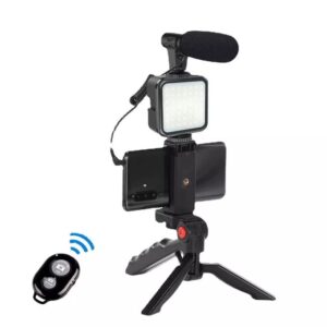 Professional Vlogging Video Shooting Kit With Mini Tripod Stand - Black
