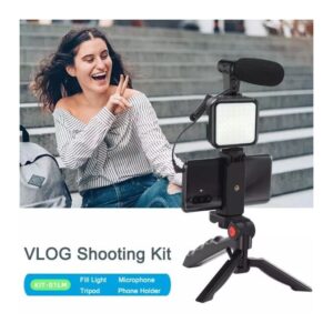 Professional Vlogging Video Shooting Kit With Mini Tripod Stand - Black