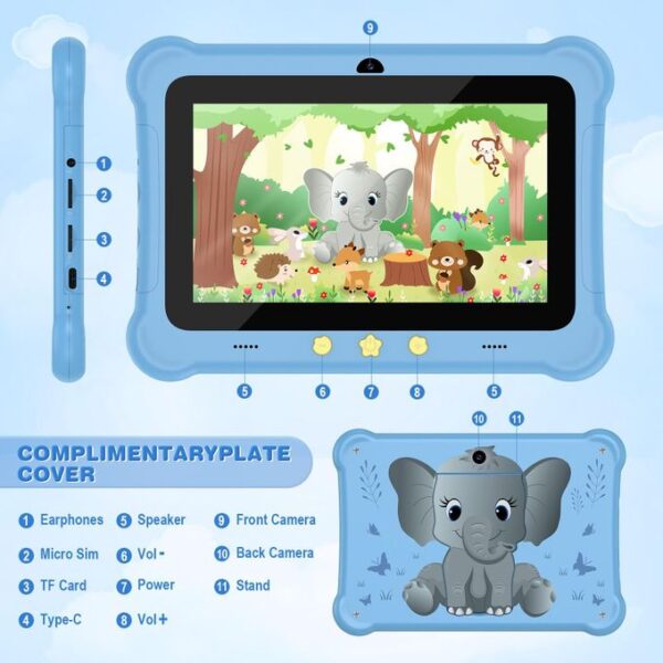 redbeat Kids Android Tablet 7 Inch, Quad Core, 6GB(2+4)RAM+32GB ROM+SD 512GB, Parental Controls, 3G Calling Tablet