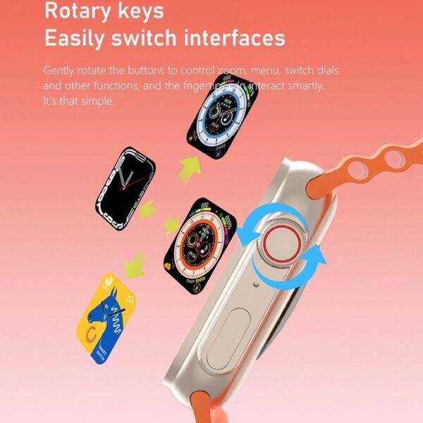 Smart Watch Ultra 7 in1 Straps Bluetooth Call Heart Rate Wireless Charging - Black