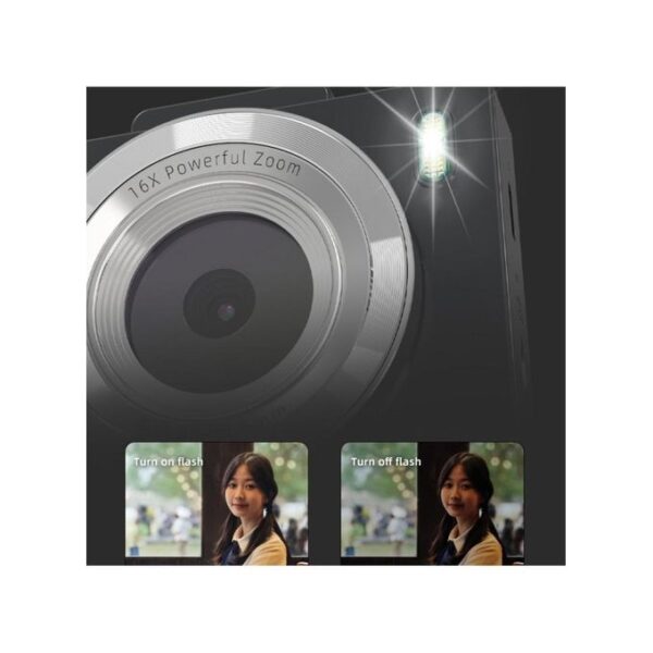 2.8 Inch IPS HD Digital Camera Dual Lens Entry Level CCD Camera with Built-In Flash (L10.6 x W6.73 x H2.6)cm / (L4.17 × W2.65 × H1.02)inch - Black