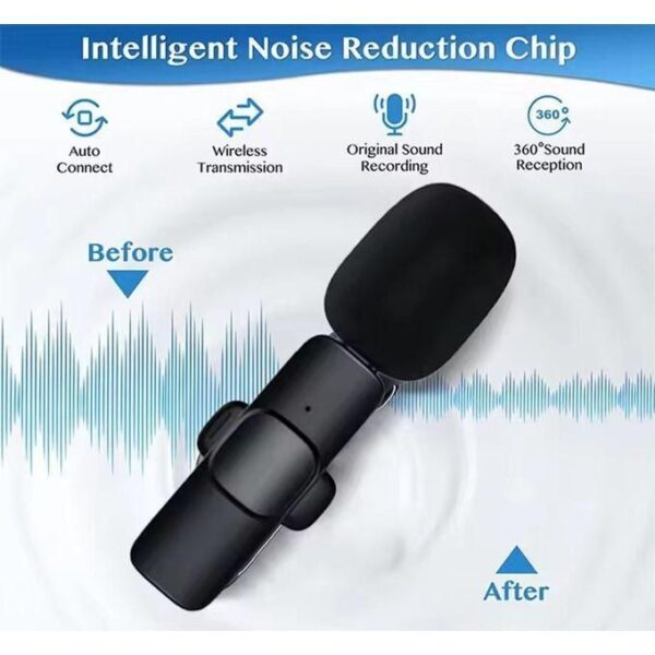 3-in-1 Dual Wireless Lapel Microphone - Black