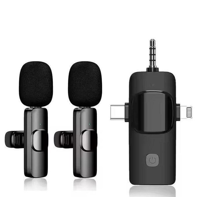 3-in-1 Dual Wireless Lapel Microphone - Black
