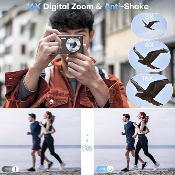 4K 50MP Digital Camera with 16x Zoom & Auto Focus – Compact Lightweight HD Camera with Fill Light for Travel, Portrait, Landscape Photography