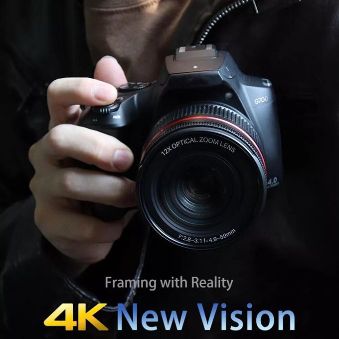 4K / 64MP WiFi Digital Video Camera Camcorder 3.0 Inch IPS Screen 12X Optical Zoom