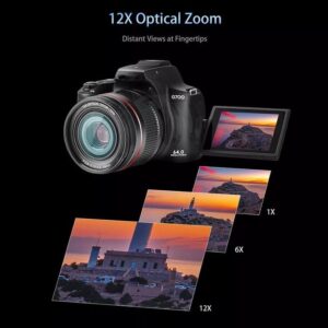 4K / 64MP WiFi Digital Video Camera Camcorder 3.0 Inch IPS Screen 12X Optical Zoom