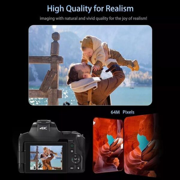 4K / 64MP WiFi Digital Video Camera Camcorder 3.0 Inch IPS Screen 12X Optical Zoom