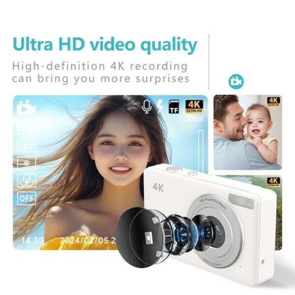 4K HD Digital Camera Self-Timer Travel Camera Student Kids Card Camera