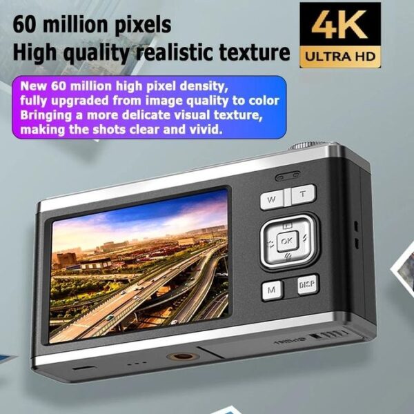 4K HD Optical Zoom Digital Camera 60MP Dual Screen Selfie Camera