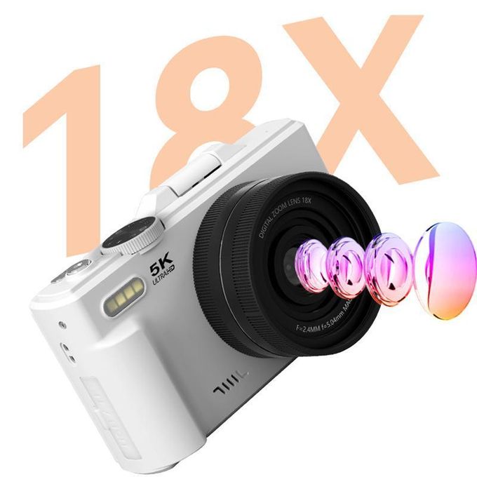 5K HD Digital Camera 75MP 18X Digital Zoom WiFi Video Recorder With Flip Screen