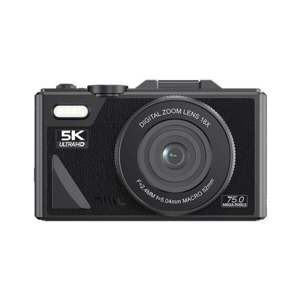5K HD Digital Camera 75MP 18X Digital Zoom WiFi Video Recorder With Flip Screen