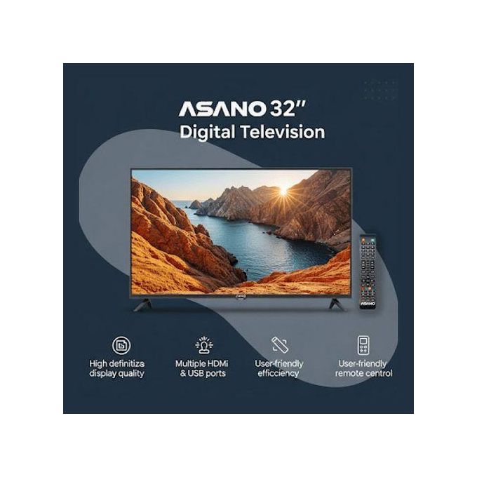 Asano 32" Digital Satellite HD TV - HDMI /VGA/USB - Black