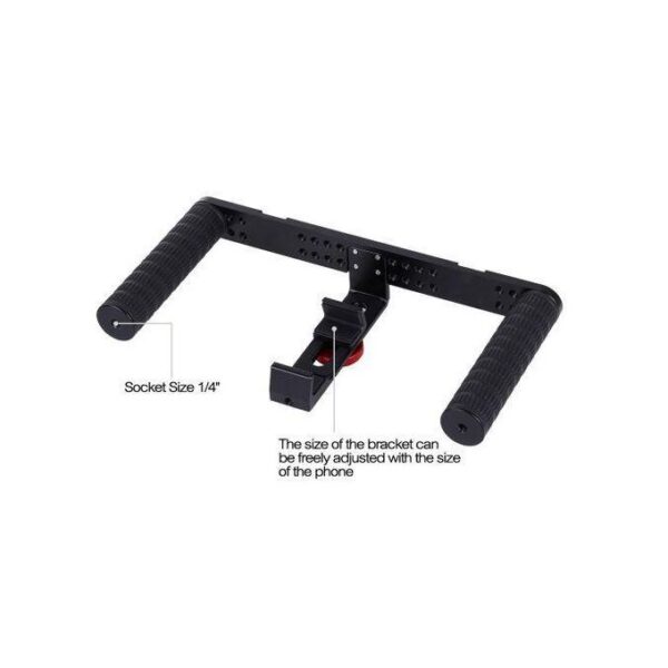 Dual Smartphone Grip Led Light With Microphone Smart Video Kit - Black