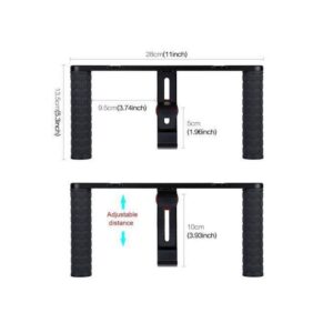 Dual Smartphone Grip Led Light With Microphone Smart Video Kit - Black