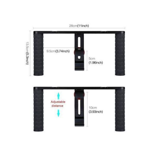 Dual Smartphone Grip Led Light With Microphone Smart Video Kit - Black