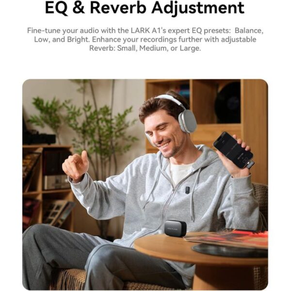 Hollyland LARK A1 Combo – Wireless Mini Microphone for iPhone & Android (2TX + RX + Charging Case)-Space Gray
